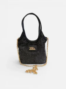 Bolso de fiesta negro con cadena Victorio & Lucchino Oslo