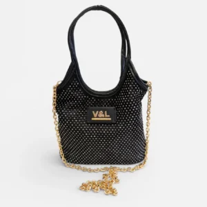Bolso de fiesta negro con cadena Victorio & Lucchino Oslo