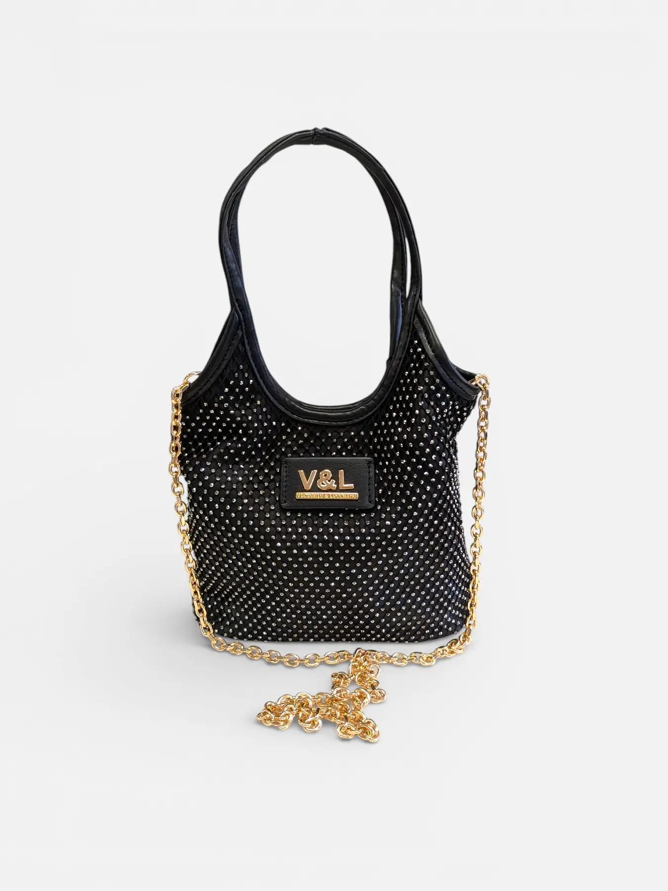 Bolso de fiesta negro con cadena Victorio & Lucchino Oslo