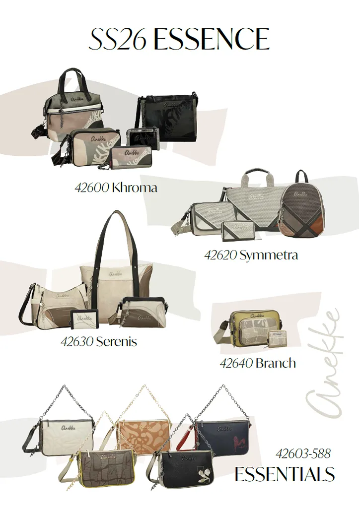 squema de productos de la colección Essence SS26 de Anekke