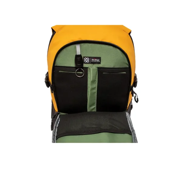 mochila adventure eco amarillo abierta