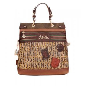 Mochila marrón logo Anekke Urban con bolsillo frontal