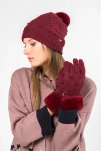 Guantes de punto burdeos