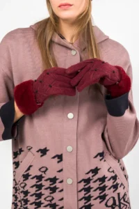 Guantes de punto burdeos