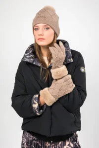 Guantes de punto taupe