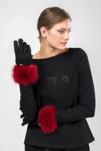 probados 41482-071_2 Guantes de punto negro burdeos