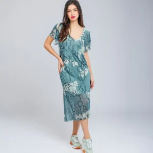 Vestido manga corta verde Anekke