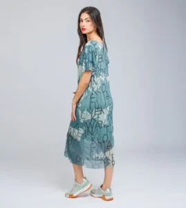 Vestido manga corta verde Anekke
