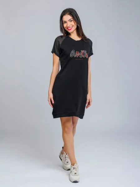 Vestido manga corta negro