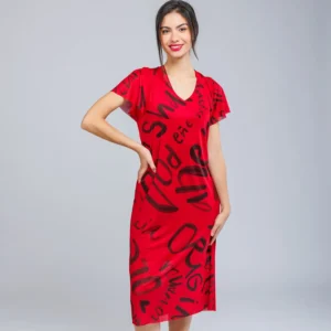 Vestido manga corta rojo Anekke