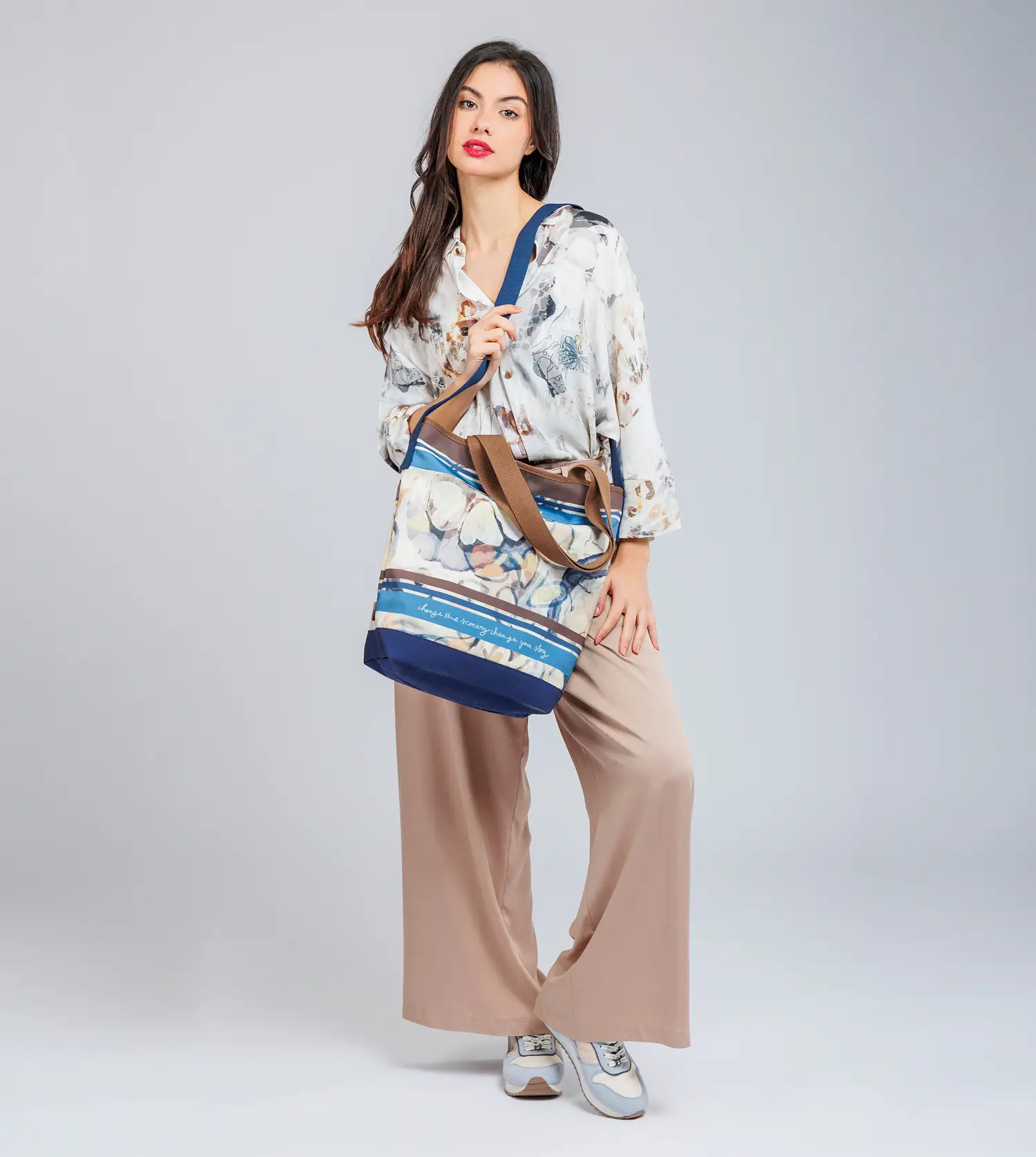 Bolsa De Playa marrón y azul