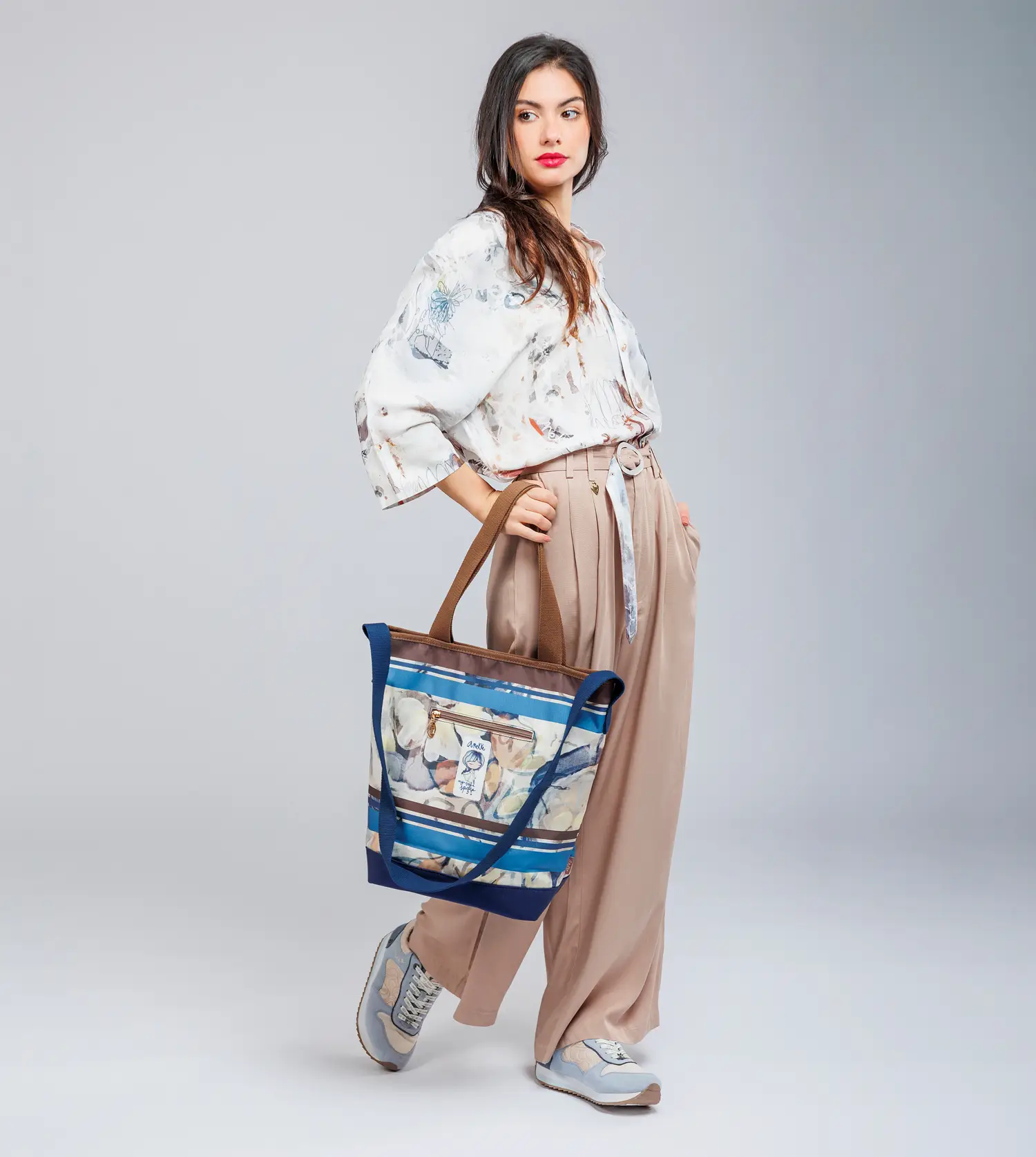 Bolsa De Playa marrón y azul