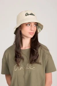 Gorro pescador reversible blanco marfil