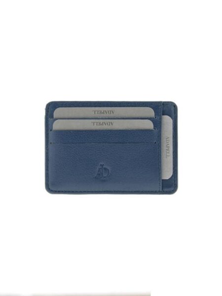 Tarjetero en piel Adapell azul marino