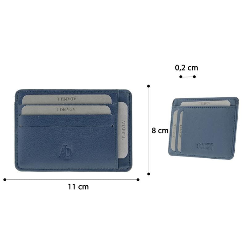 Tarjetero en piel Adapell azul marino