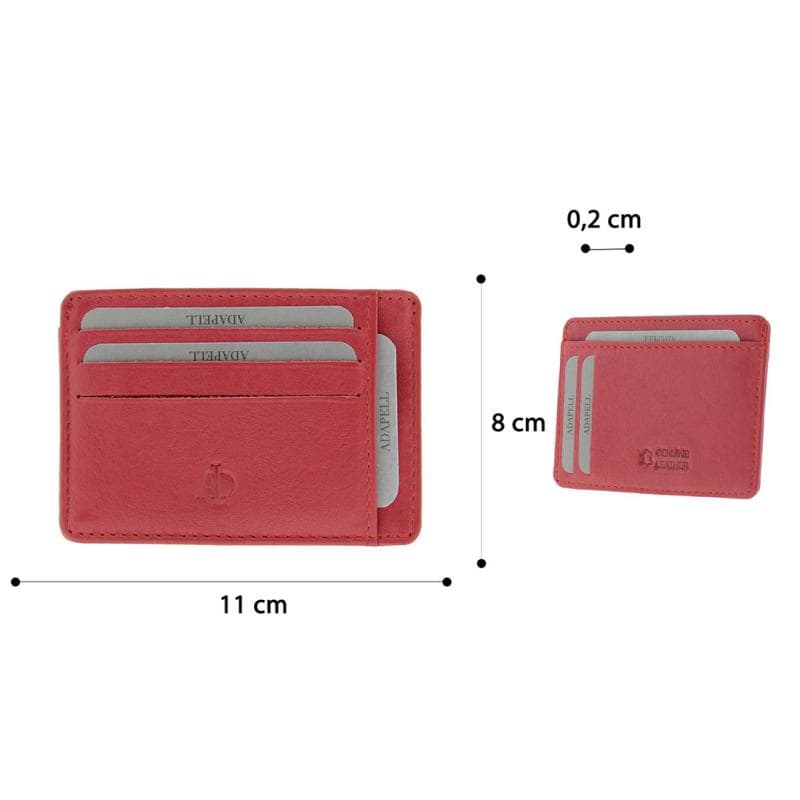 Tarjetero en piel Adapell rojo